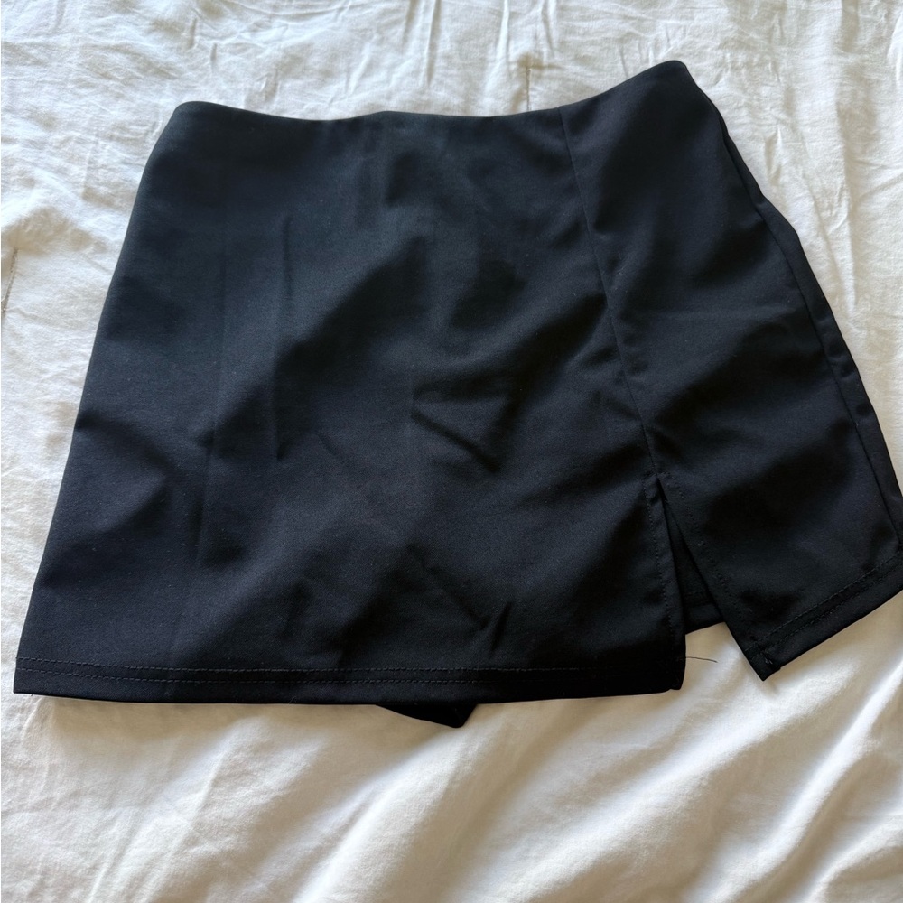 Black Mini Skirt with Side Slit